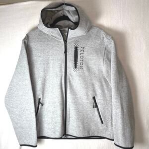 Peloton On The Go Full Zip Hoodie Men Sz Large Gray Sweatshirt Pockets Cycling